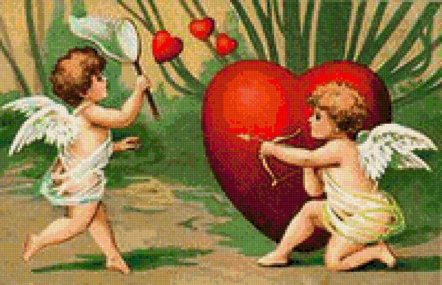 Валентинка - любовь, день валентина, открытка, купидон - предпросмотр
