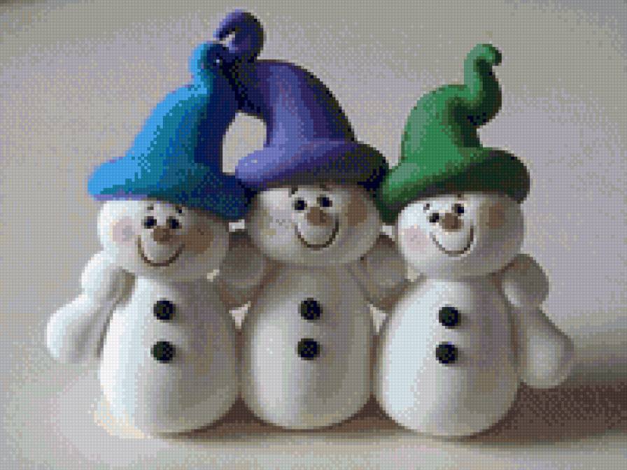 Веселые снеговички - новый год, снеговик, зима - предпросмотр