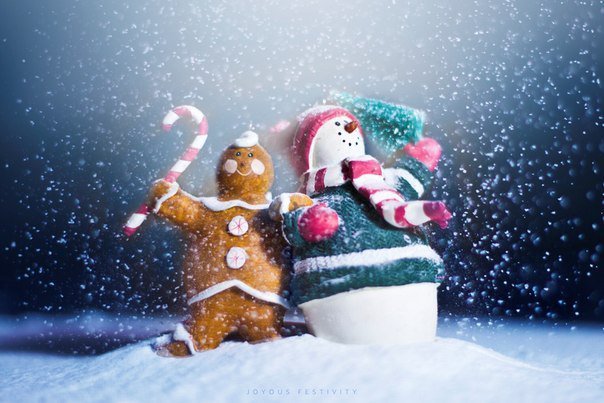 Новогоднее настроение - зима, новый год, пряничный человечек, снеговик - оригинал