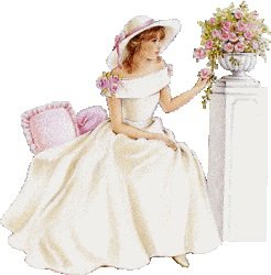 dama de blanco sobre cojines rosas - оригинал