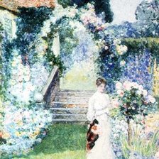 Схема вышивки «David Woodlock-TendingThe Roses In A Cheshire Garden»