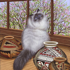 Схема вышивки «gato con ceramica»