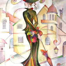 Схема вышивки «дама с зонтиком»