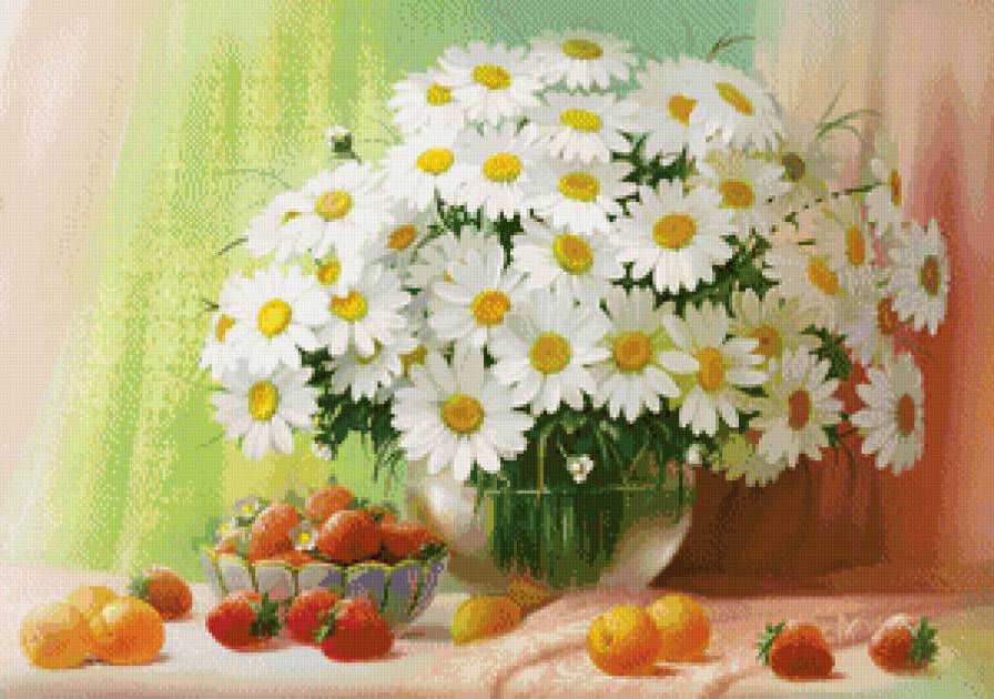 ромашковый букет - цветы, ваза, букет, лето, ромашка - предпросмотр