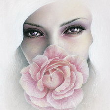 Оригинал схемы вышивки «девушка с розой» (№815747)