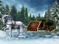 Саня Деда Мороза - новый год, сани, зима, лошадь, лес - оригинал