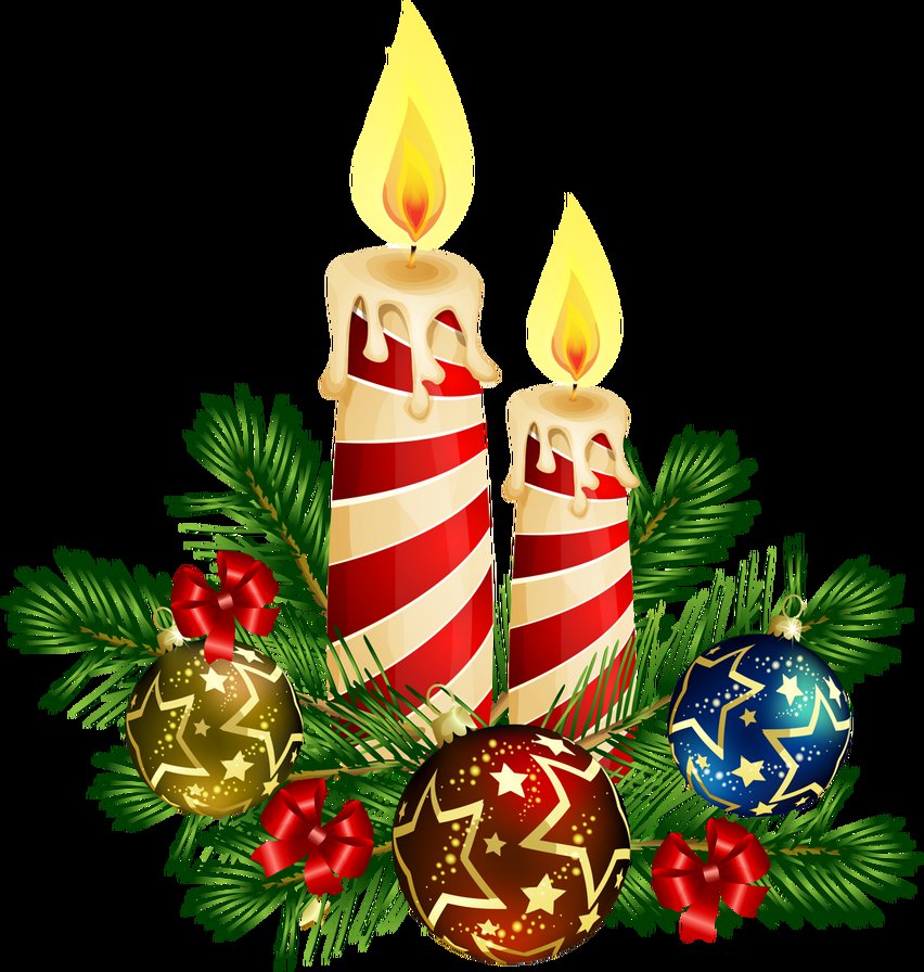 новогодняя - свеча, елка, игрушки - оригинал