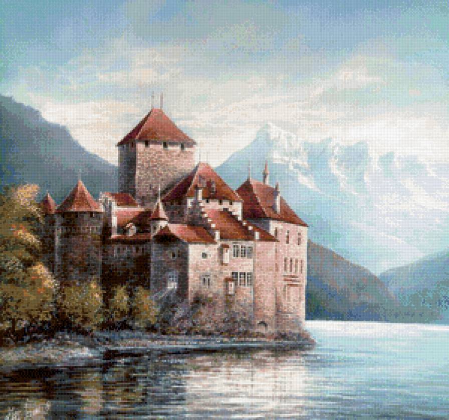 старинный замок - картина, пейзаж, замок - предпросмотр