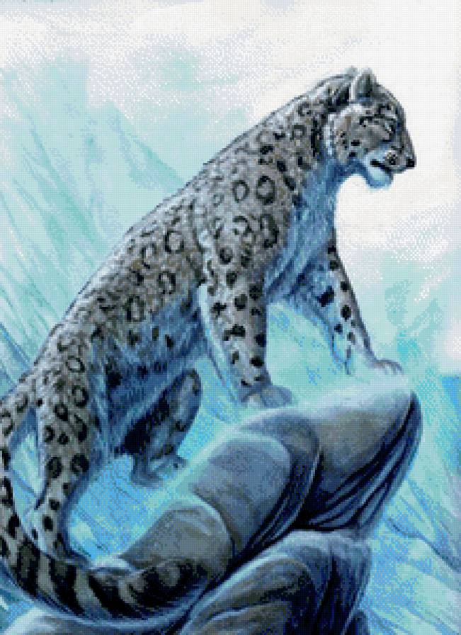 белый леопард - леопард, снег, животные, кошка, зима - предпросмотр