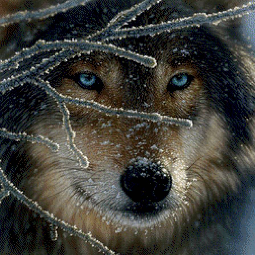 Подушка "Волк зимой" - подушка, волк - предпросмотр