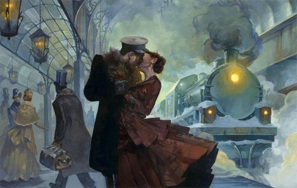 поцелуй на прощание - любовь, поезд, пара, страсть, вокзал, прощание, дорога, поцелуй - оригинал
