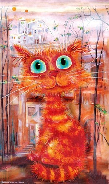 рыжий кот - рыжий, детские, живопись, кошка, кот, котенок - оригинал