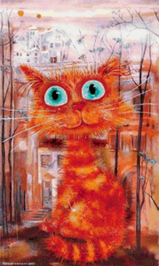 рыжий кот - детские, живопись, кошка, рыжий, котенок, кот - предпросмотр