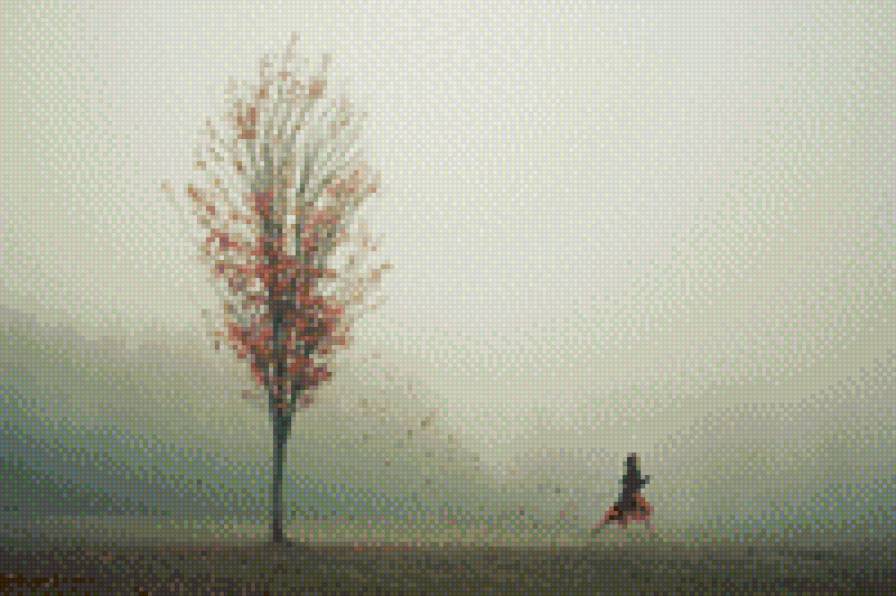 Осень - дерево, осень, девушка - предпросмотр