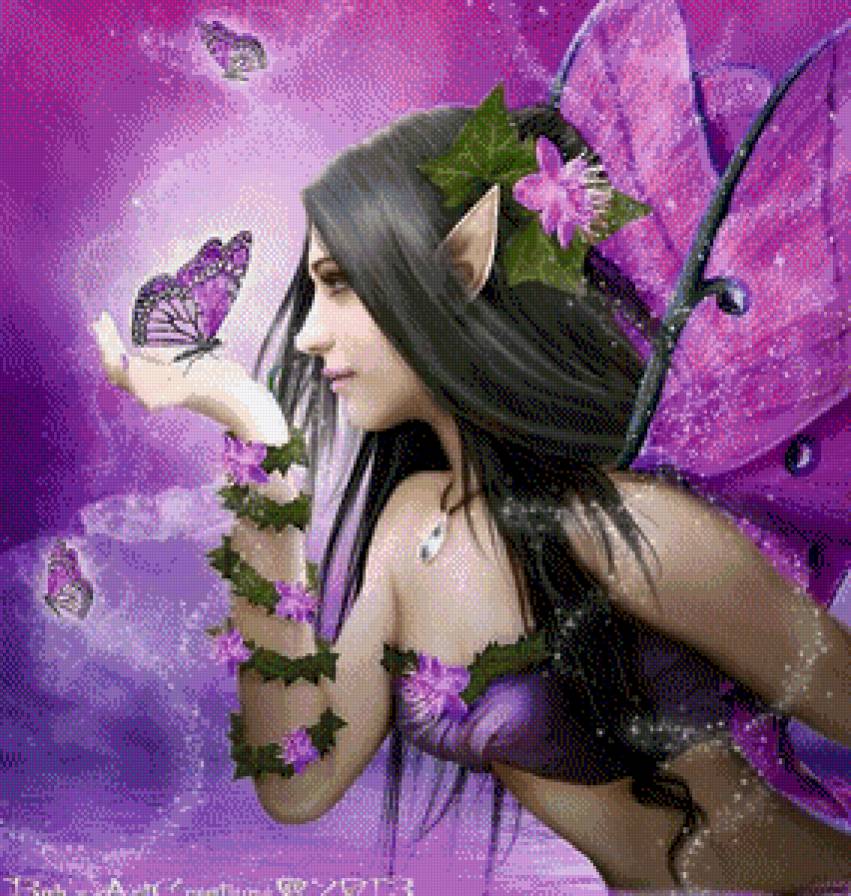 hada violeta con mariposas - предпросмотр