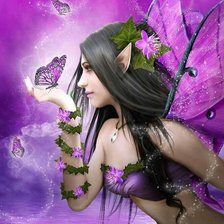 hada violeta con mariposas