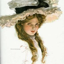 muchacha victoriana sombrero blanco