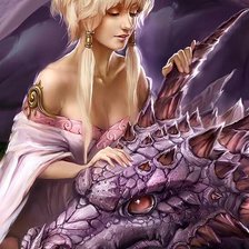mujer con dragon lavanda