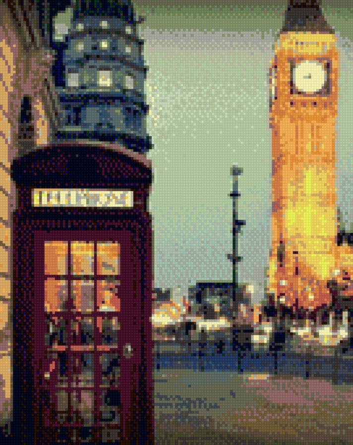 Лондон - лондон, город, биг бен, столица, вечер, красный, будка - предпросмотр