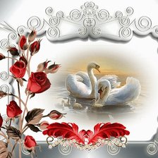 Схема вышивки «Лебеди и розы»