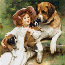 Схема вышивки «niña con perros»