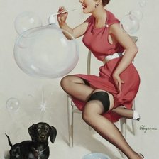Оригинал схемы вышивки «Дама с собачкой» (№823768)