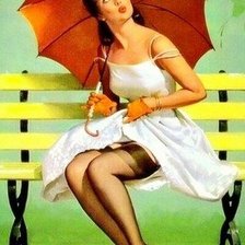 Оригинал схемы вышивки «девушка с зонтом» (№824318)