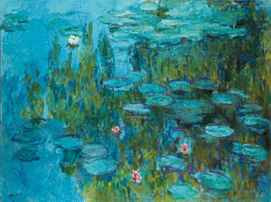 Моне Водяные лилии 1915 - живопись, пейзаж, природа, цветы, импрессионизм, картина, моне - предпросмотр
