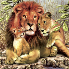 Оригинал схемы вышивки «львиное семейство» (№825307)