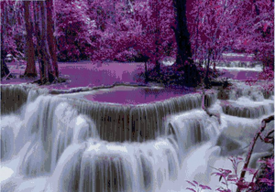 Волшебный водопад - лес, водопад, природа - предпросмотр