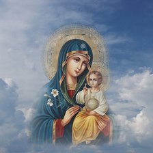 Оригинал схемы вышивки «Богородица с Младенцем " Благодатное небо"» (№826639)