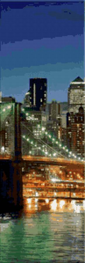 триптих Нью Йорк (часть 2) - мост, модуль, здание, город, река, new york, ночь, модульные - предпросмотр