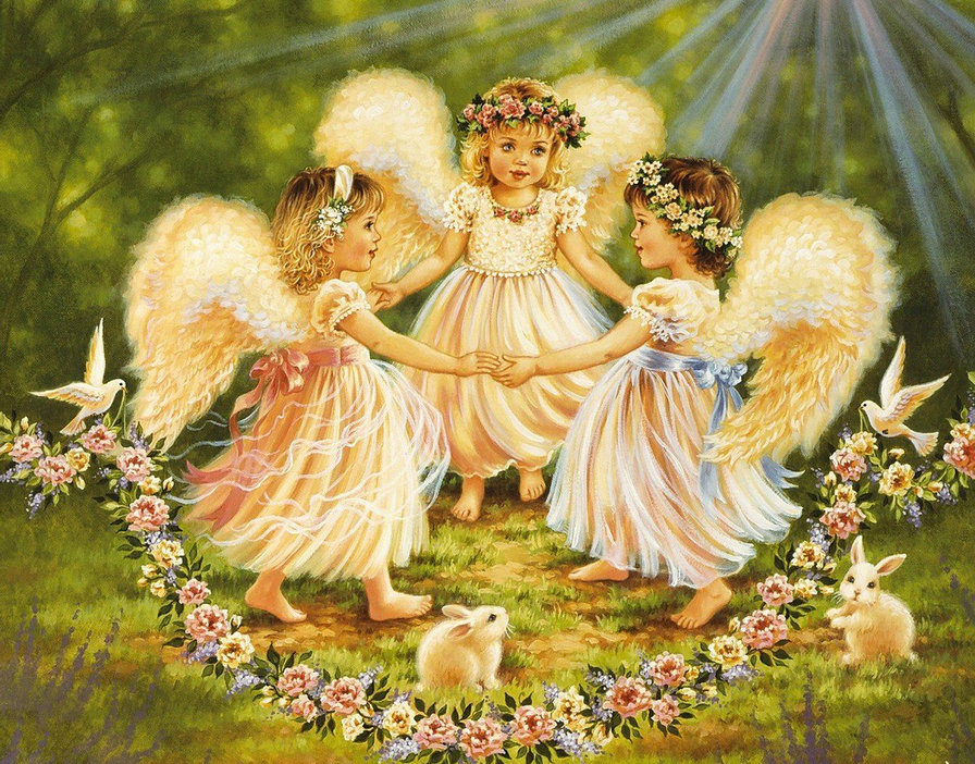 ангелочки - девочки, добро, детское, ангел, дети, ангелочки, крылья, ангелы - оригинал