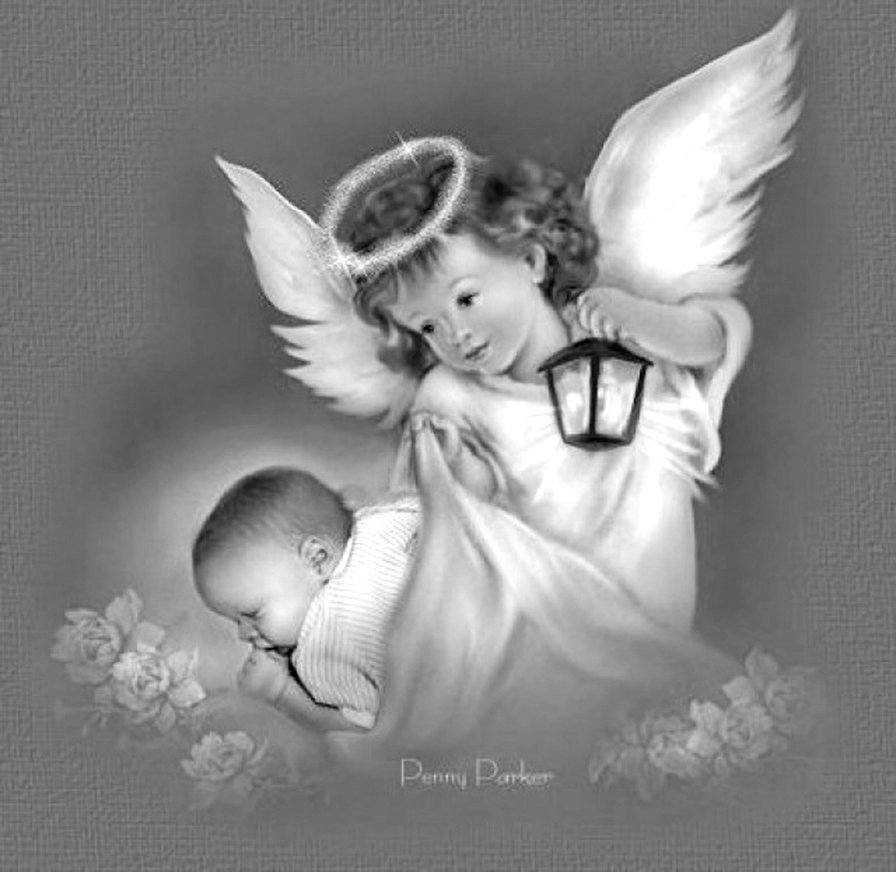 ангел хранитель - ангел хранитель, ангел, ребенок, дитя, монохром, младенец - оригинал