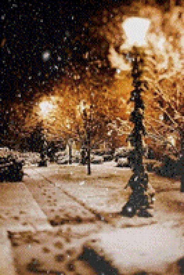 Фонарь - зимний пейзаж, улица, зима, фонарь - предпросмотр