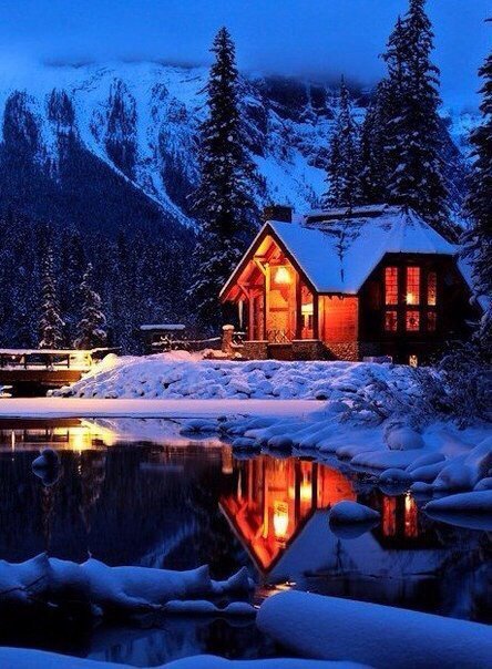 Зимний дом - зима, лес, дом, снег - оригинал