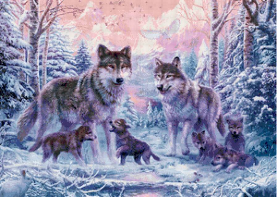 Волки - животные, волки, семья, оберег, звери - предпросмотр