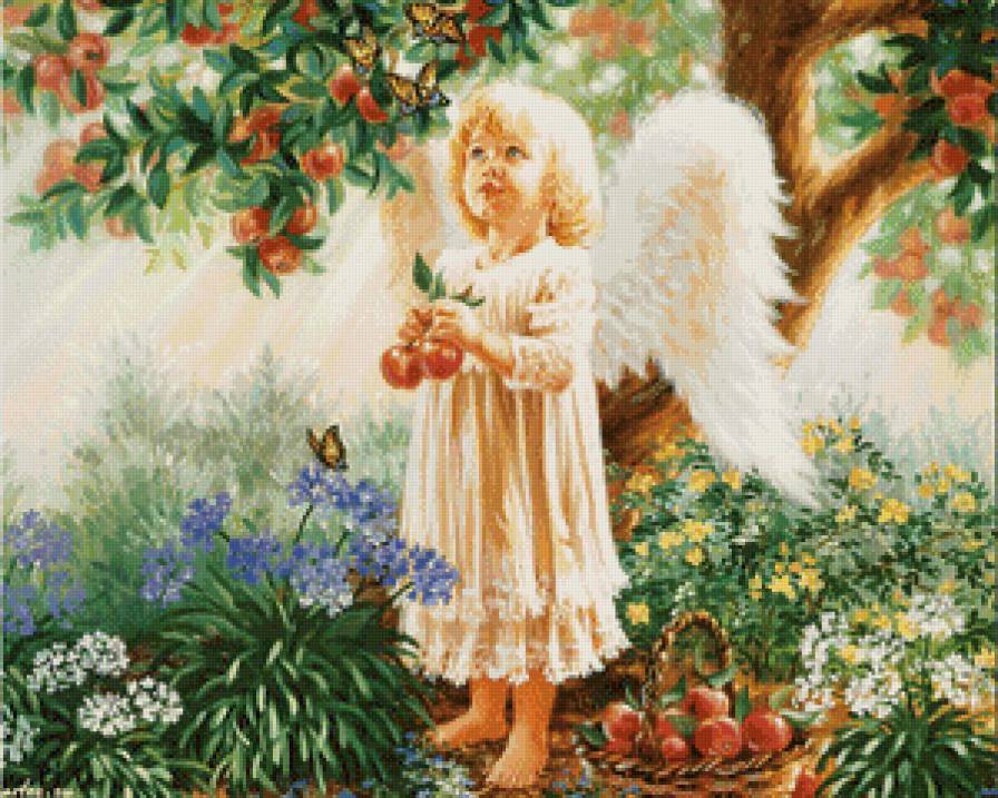 девочка ангелок - сказка, яблоня, ангел, крылья, ребенок, молитва, девочка - предпросмотр