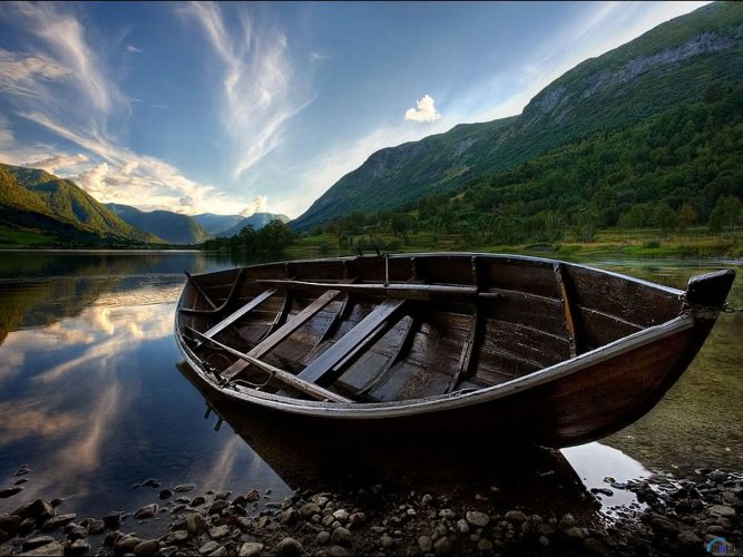 лодка - лодочка, озеро, река, природа - оригинал
