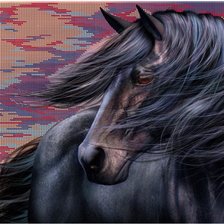 Схема вышивки «черный конь»