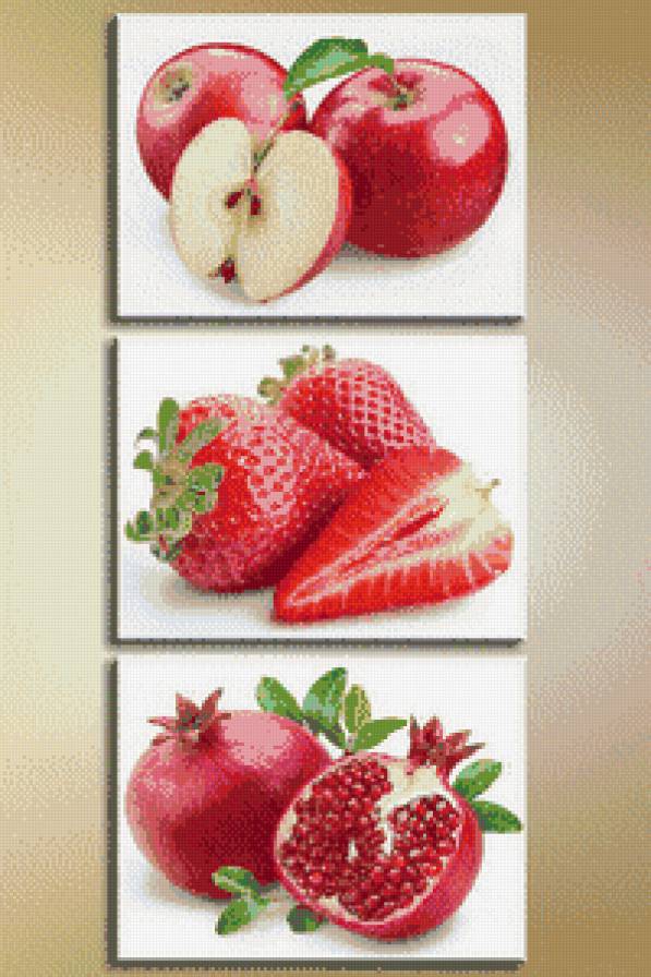 триптих - на кухню, ягоды, фрукты - предпросмотр