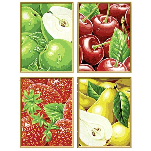 триптих - на кухню, фрукты, ягоды - оригинал