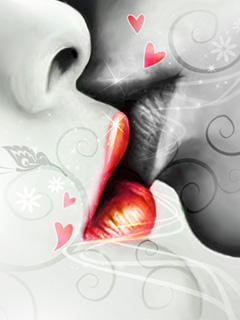 Kiss - двое, мужчина, женщина, красное, поцелуй, kiss - оригинал