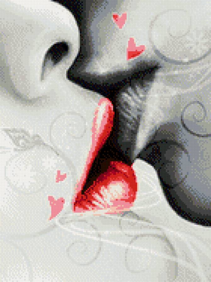 Kiss - двое, поцелуй, красное, женщина, мужчина, kiss - предпросмотр