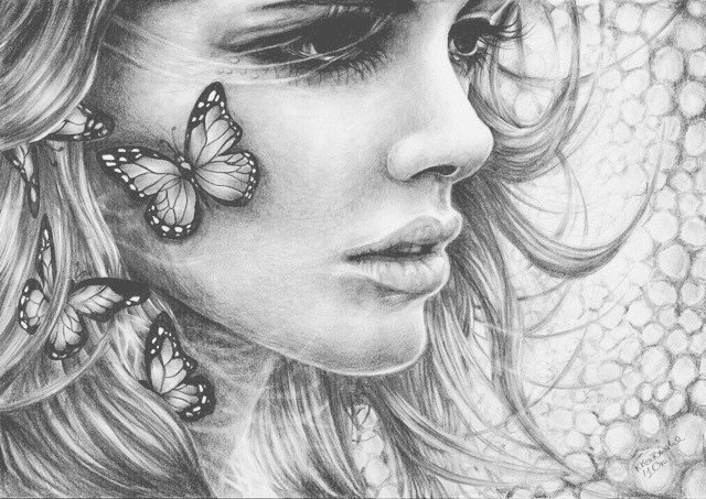 Девушка и бабочки - лицо, бабочки, девушка - оригинал