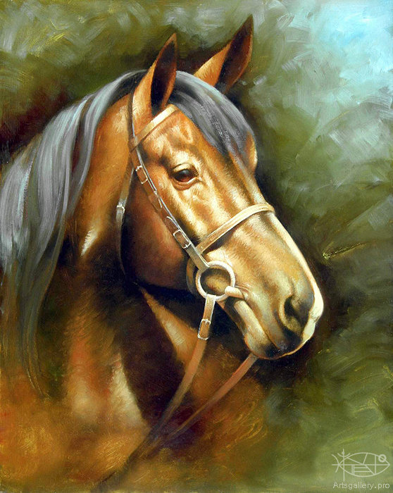 лошадь - конь, природа, животное, лошадь, живопись - оригинал