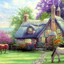 Оригинал схемы вышивки «Дом с лошадьми» (№835221)