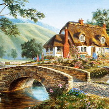 Оригинал схемы вышивки «cottage con puente» (№836497)