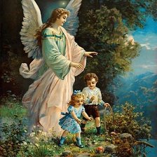 Оригинал схемы вышивки «ангел и дети» (№836969)