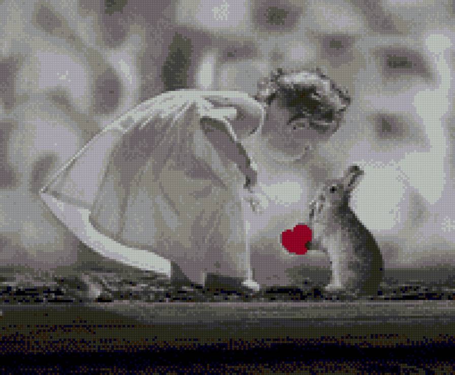 Валентинка - валентинка, сердце, кролик, дети, животные - предпросмотр